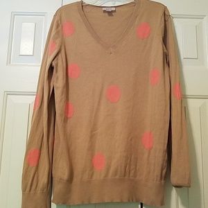 Camel Color with Coral Dots Sweater